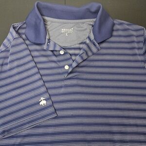 Brooks Brothers Men's Performance Short Sleeve Blue Polo Shirt Large